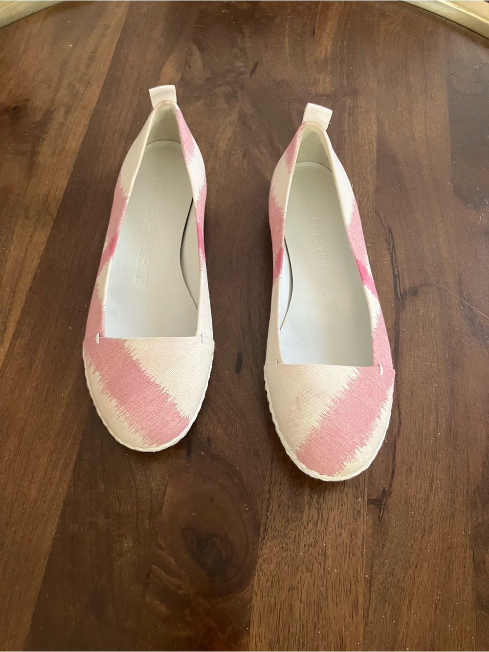 Burberry Light Espadrilles Cotton Flats Pink Size 40